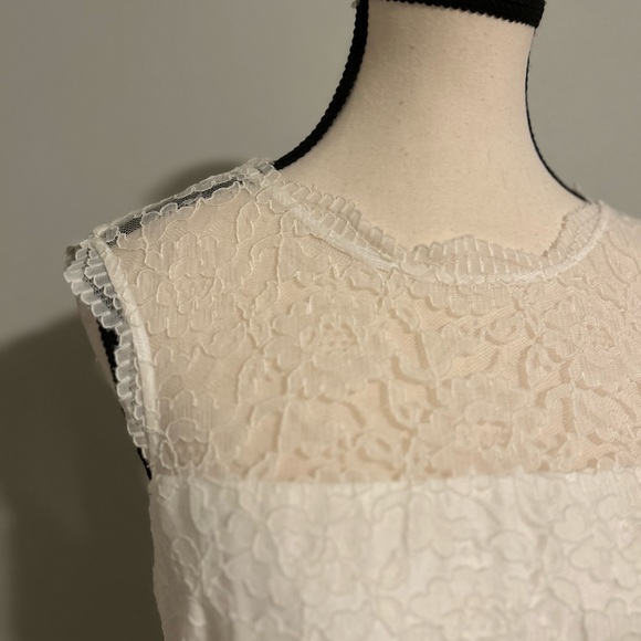 Vintage CALVIN KLEIN  Midi Lace Overlay Sleeveless Empire Women' Dress SZ 12. - Picture 5 of 13